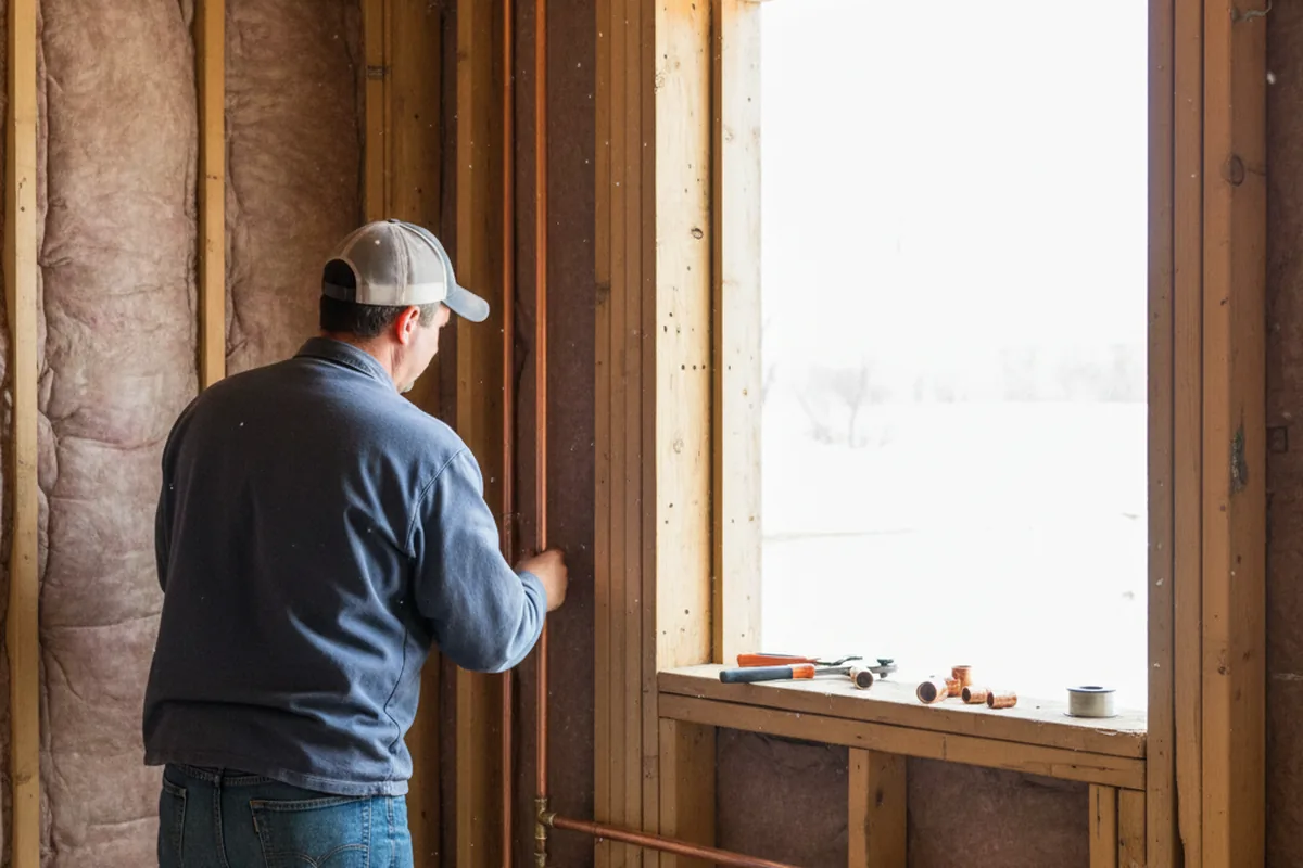 Licensed plumber running new copper supply lines in a Mill City home