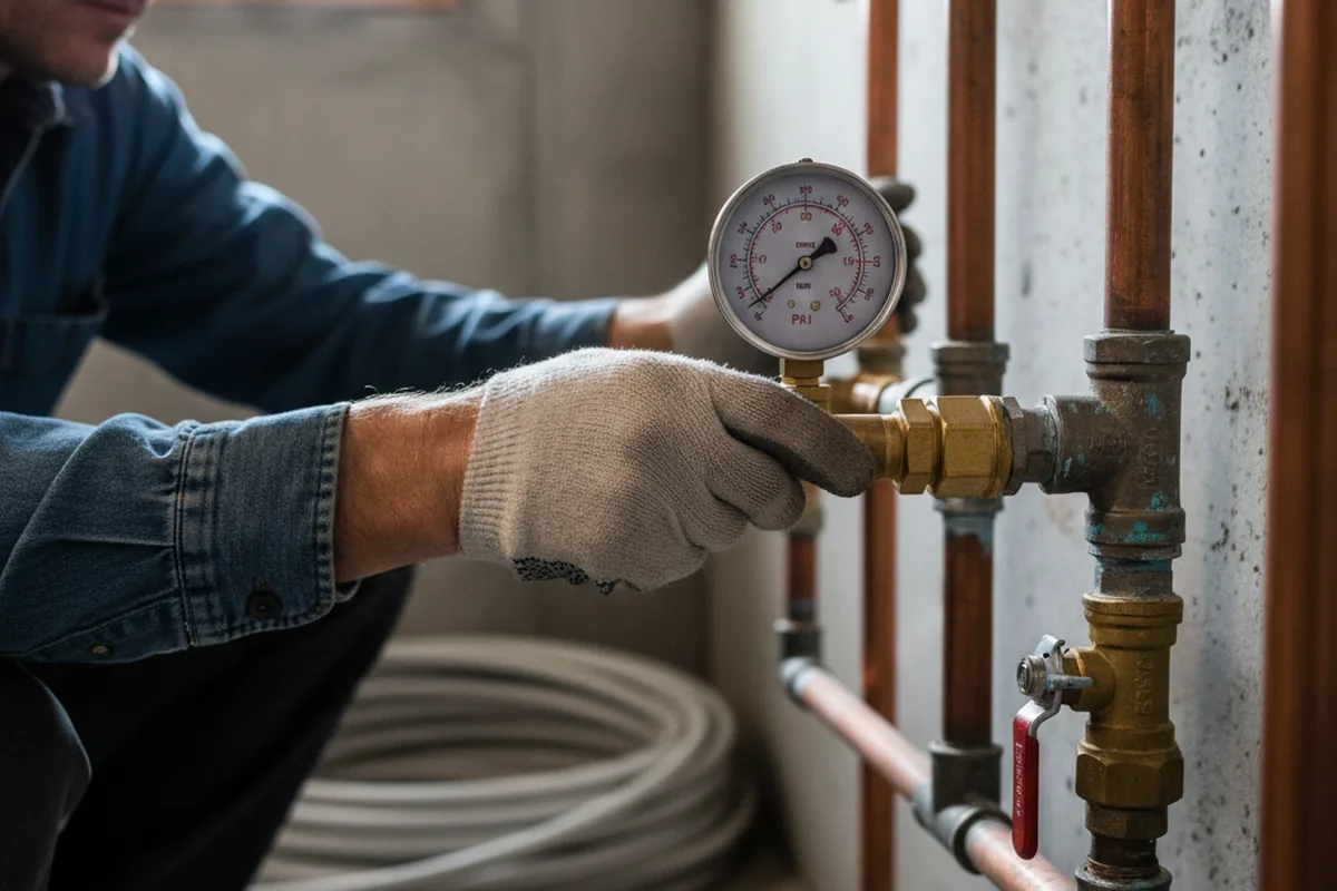 Pressure testing a repaired line during Water Line Repair in Mill City